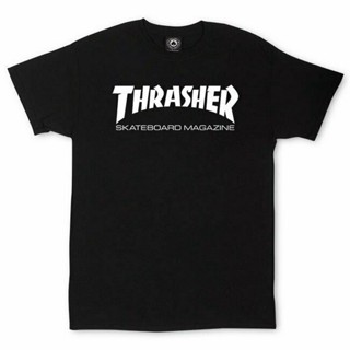 [S-5XL] เสื้อยืดคอกลม เสื้อยืดผู้ชาย เสื้อยืด พิมพ์ลายโลโก้ Thrasher Magazine Skate Mag สไตล์เรียบง่าย สําหรับผู้ชาย S-5