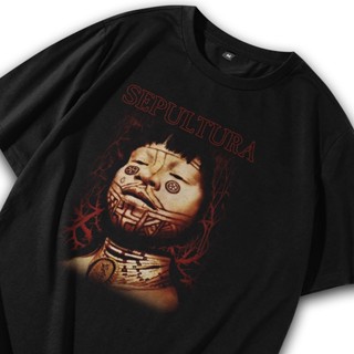 oversize T-shirt Baju Metal Sepultura เสื้อยืดลําลอง แขนสั้น คอกลม พิมพ์ลายวงร็อควงดนตรีร็อค Baju สไตล์พังก์ วินเทจ สําห