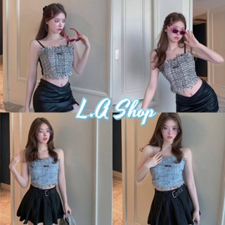 L.A Shop พร้อมส่ง เสื้อสายเดี่ยวไหมพรม น่ารักเกาหลี ดีเทลระบายรอบๆเก๋มาก "19078"