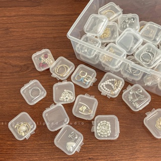 Peach 5Pcs Clear plastic storage box prevent oxidization dustproof Necklace earpiece jewelry box