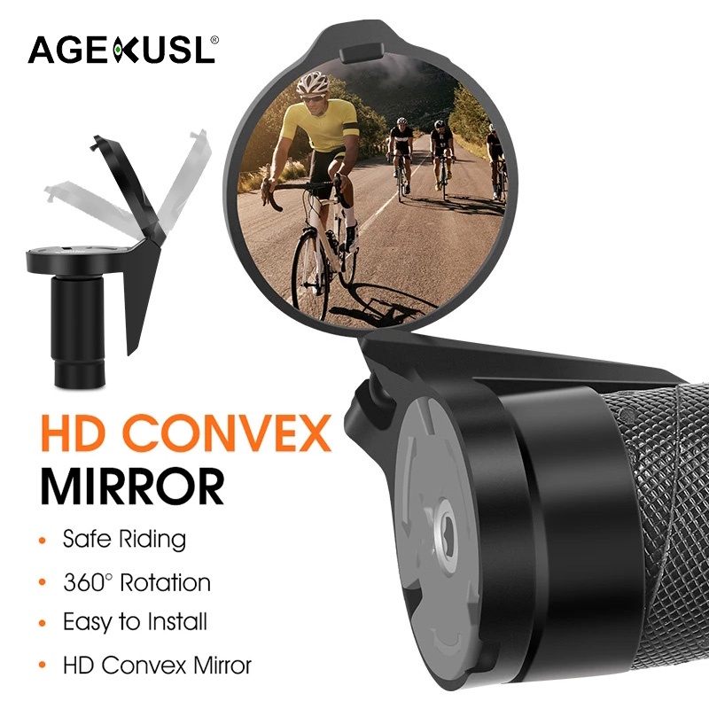 Agekusl กระจกมองหลัง แบบนูน หมุนได้ ปรับได้ สําหรับติดแฮนด์รถจักรยาน MTB ราคา ถูกที่สุด ดีลบีเคเค แกลเลอรีภาพที่ 3