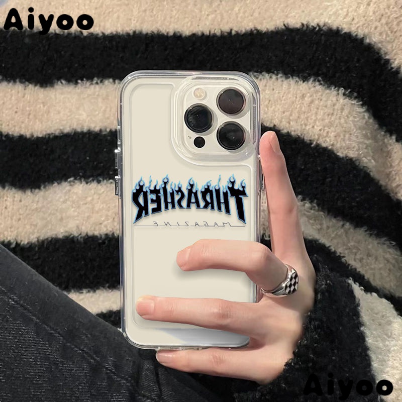เคสป้องกันโทรศัพท์มือถือยาง แบบนิ่ม ลายเปลวไฟ กันกระแทก สําหรับ Apple iPhone 14 13promax 12 11 7 8plus TF54