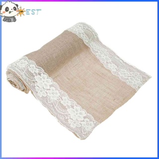 ❉THEBEST❉Vintage Burlap Lace Hessian Table Runner Natural Jute Party Wedding Decor/A