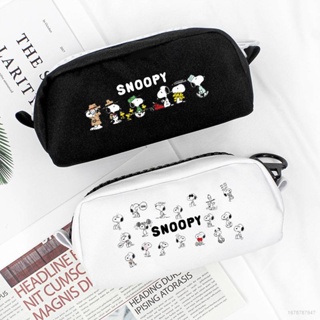 กระเป๋าดินสอ ผ้าแคนวาส แต่งซิป ขนาดใหญ่ จุของได้เยอะ ลาย Snoopy แบบเรียบง่าย สําหรับใส่เครื่องเขียนนักเรียน