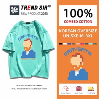 ⚡พร้อมส่ง⚡️เสื้อยืด oversize cotton 100 เสื้อยืดคอกลม ทรงหลวม เสื้อยืดลายการ์ตูนไซส์ใหญ่ เสื้อยืดวินเทจ สตรีท มี9สี M-3XL