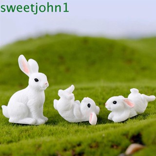Sweetjohn ตุ๊กตากระต่ายเรซิ่นขนาดเล็กน่ารักสําหรับตกแต่งสวนกระต่าย