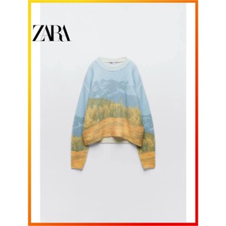 Zara เสื้อคาร์ดิแกน ผ้าถักแจ็คการ์ด สําหรับผู้หญิง 3991134 802