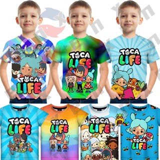 เสื้อยืดแขนสั้น พิมพ์ลายการ์ตูนเกม Toca Life World น่ารัก แฟชั่นสําหรับเด็กผู้ชาย และเด็กผู้หญิง