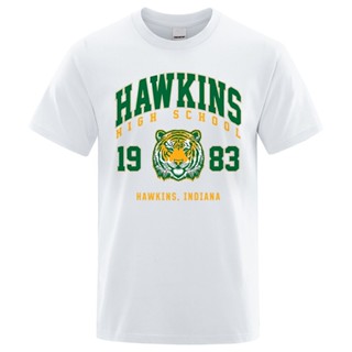 Hawkins High School 1983 Hawkins Indiana เสื้อยืดลําลอง แขนสั้น คอกลม ทรงหลวม ระบายอากาศ สไตล์ฮิปฮอป แฟชั่นสําหรับผ_03