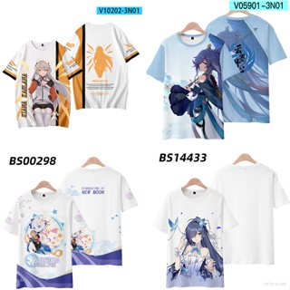 เสื้อยืดแขนสั้นลําลอง พิมพ์ลายอนิเมะ Jason Honkai Impact 3rd Fu Hua Kiana 3D แฟชั่นสําหรับผู้ชาย และผู้หญิง