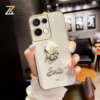 Zymello เคส VIVO V25 V23 V23E Y22 Y22S Y35 Y02S Y16 Y21 Y12S Y12 Y20 Y11 Y01 Y15S Y50 Y33S Y12A V20 V20 Pro เคสโทรศัพท์ซิลิโคนชุบด้วยไฟฟ้าลายดอกไม้ Rhinestone หรูหราระดับไฮเอนด์