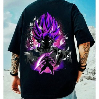 ●◊□ดราก้อนบอล อะนิเมะ เสื้อยืดสำหรับคุณผู้ชาย สีดำ แรงบันดาลใจจาก Goku ผ้าฝ้ายทรงเสื้อยืด