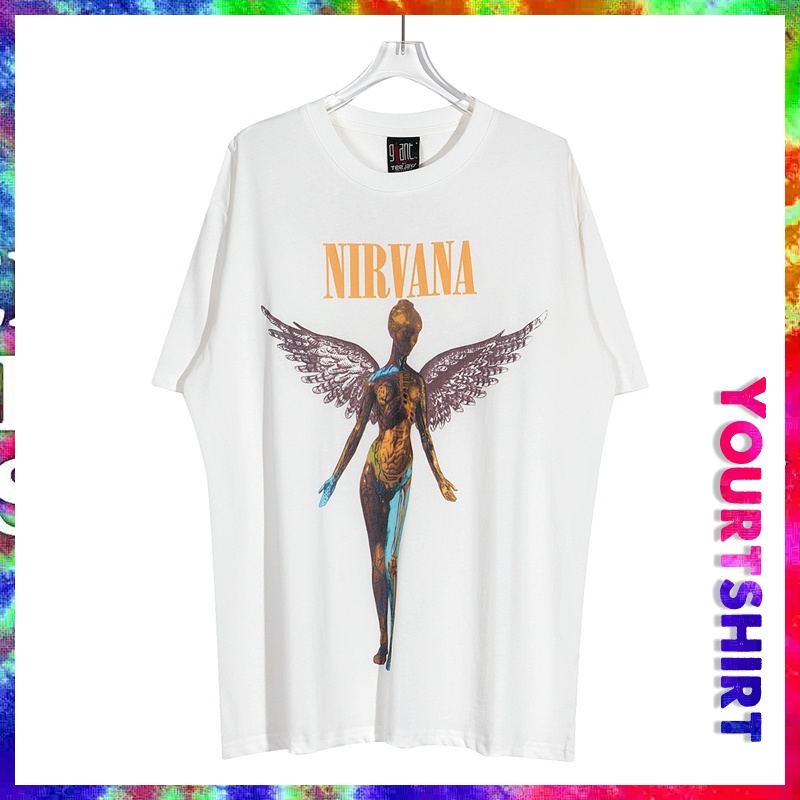 #T14 เสื้อยืดแขนสั้น พิมพ์ลายกราฟฟิค Nirvana Angel โอเวอร์ไซซ์ สไตล์เกาหลี วินเทจ เรโทร พลัสไซซ์ สําหรับผู้ชาย และผู้หญิง