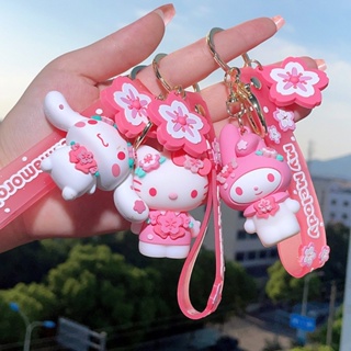 SANRIO พวงกุญแจ จี้การ์ตูนซานริโอ้ ดอกซากุระน่ารัก เหมาะกับคู่รัก สําหรับตกแต่งกระเป๋า