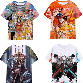 เสื้อยืดแขนสั้นลําลอง พิมพ์ลายอนิเมะ One Piece Luffy Zoro Hancock 3 มิติ แฟชั่นสําหรับผู้ชาย และผู้หญิง