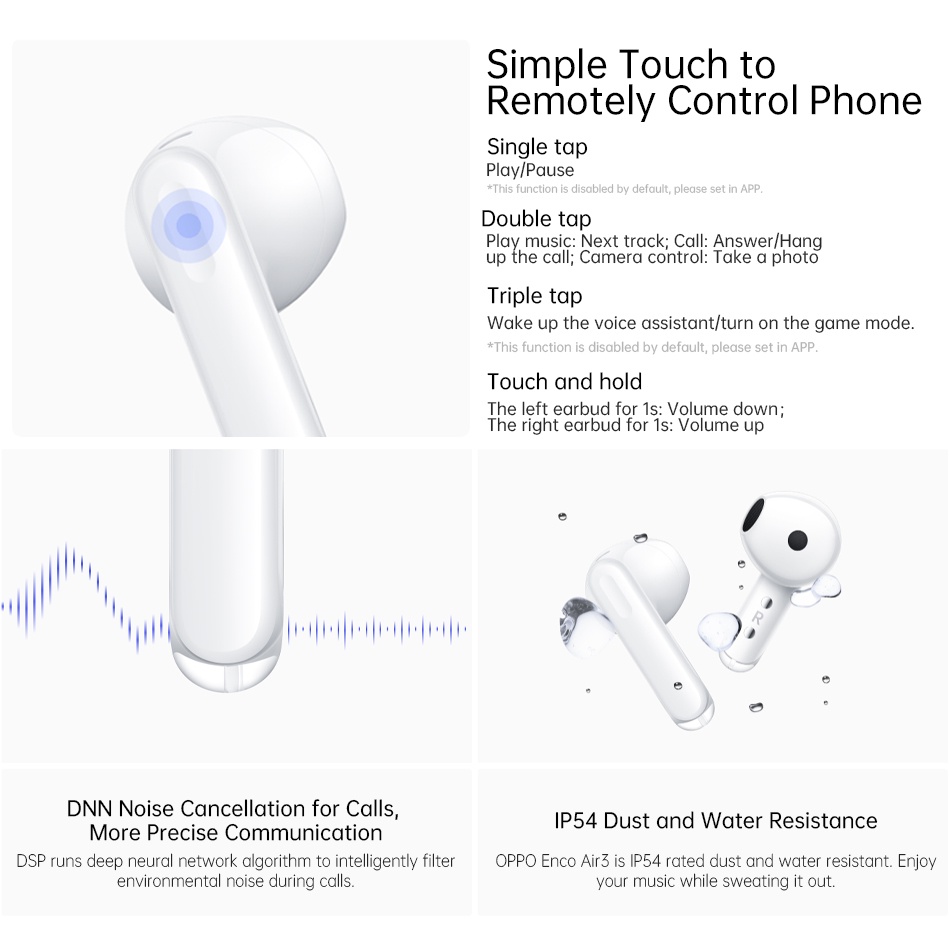Oppo Enco Air 3 ชุดหูฟังไร้สาย ตัดเสียงรบกวน สแตนด์บายนาน สําหรับเล่นเกม