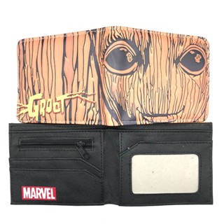 กระเป๋าสตางค์ หนัง PU ใบสั้น ลายการ์ตูน Guardians of the Galaxy Groot แฟชั่น สําหรับนักเรียน