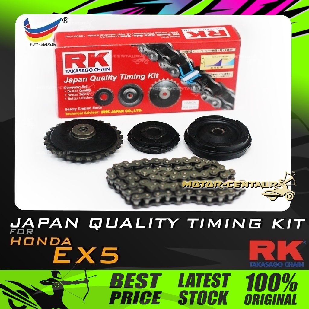 RANTAI DAN ROLLER RK TIMING CAM CHAIN & TENSIONER KIT 25HS X 84L HONDA EX5 HIGH POWER