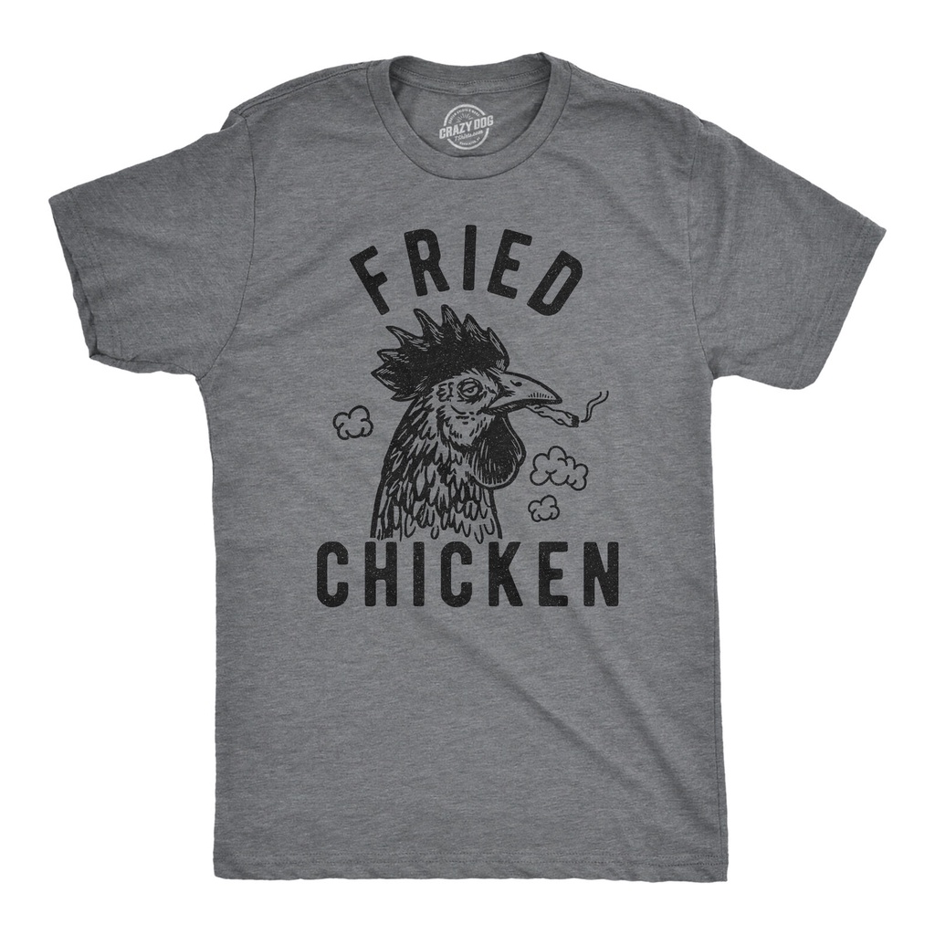 Mens Fried Chicken Tshirt Funny 420 Marijuana Graphic Novelty Tee (Dark Heather