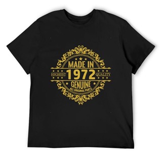 เสื้อยืดคอกลม แขนสั้น ผ้าฝ้าย 100% พิมพ์ลาย Made In 1972 สไตล์วินเทจ สําหรับผู้ชาย