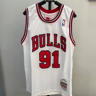 เสื้อกีฬาแขนสั้น ลายทีม Rodman MN Bulls No. แฟชั่นคลาสสิก สไตล์เรโทร ชุดเครื่องแบบบาสเก็ตบอล ปักลาย Dennis Rodman Big Bug 97-98 91 942150