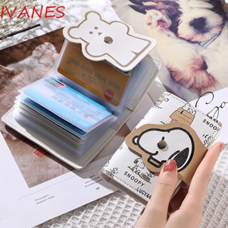 กระเป๋าใส่บัตรเครดิต หนัง PU ลายการ์ตูน Snoopy หลายตําแหน่ง