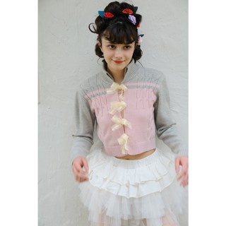 Production Garden Mornisle * Flower Break Series Retro American College Style Twist Knitted Cardigan