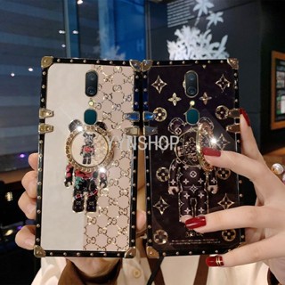 [พร้อมส่ง] เคสโทรศัพท์มือถือแบบแข็ง ลายหมี พร้อมแหวนขาตั้ง แฟชั่น สําหรับ Oppo A5 2020 A9 2020 A11 F7 A15 A15S A16 A16K