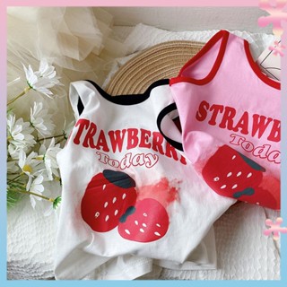 Girls strawberry vest pure cotton baby Summer childrens summer sleeveless T-shirt girls thin fashionable children