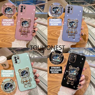 เคส Oppo A5S เคส Oppo Reno9 Pro Plus เคส Oppo Reno 8T เคส Oppo Reno4 Pro Case Oppo A16 Case Oppo A57 Casing Oppo A77 Cassing Oppo A77S Cases Oppo A39 Case Silicone Liquid Quicksand Astronaut Bracket Stand Soft Cover Phone Case ซิลิโคนเหลว ทรายดูด