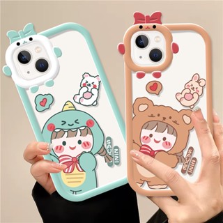 เคสโทรศัพท์มือถือ ซิลิโคนนุ่ม ใส ลายการ์ตูนหมี ไดโนเสาร์น่ารัก DCG สําหรับ OPPO A15 A12E A15S A53 A54 A57 A3S A72 A9 A5 2020 A96 A97 RENO7 RENO8 RENO10