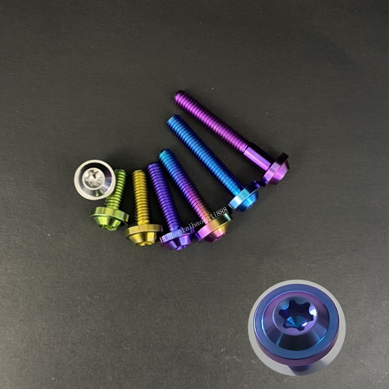 สกรูไทเทเนียม M6 TC4/GR5 M6X10 มม.-45 มม. สีม่วง สีฟ้า สําหรับรถจักรยานยนต์