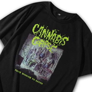 oversize T-shirt Kaos Band เสื้อยืดลําลอง แขนสั้น พิมพ์ลายวงร็อค Cannabis Corpse From Wisdom To Baked Baju Band Music Me