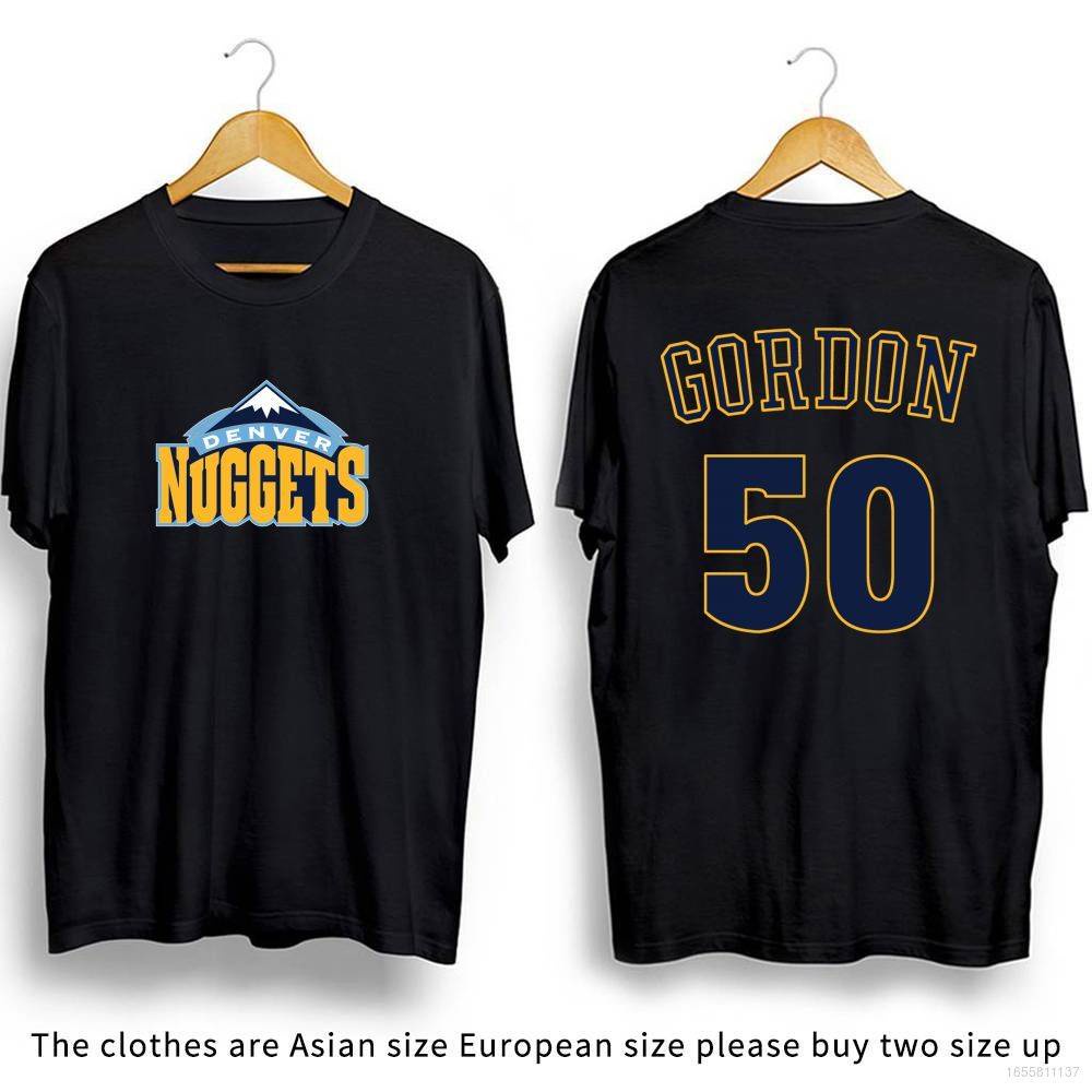 [S-5XL]เสื้อยืดคอกลม พิมพ์ลาย NBA Denver Nuggets Aaron Gordon สีดํา สีขาว สําหรับผู้ชาย และผู้หญิง ข