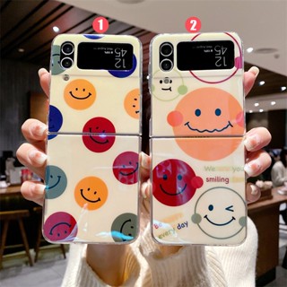 เคสโทรศัพท์มือถือ ป้องกันกระแทก ลายหน้ายิ้ม สําหรับ Samsung Z Flip4 3 W23 Flip 5G Galaxy Z