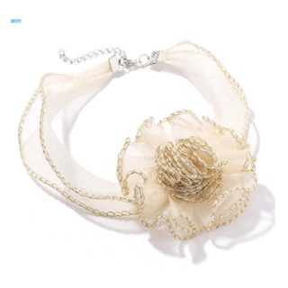 NERV Flower Clavicle Necklace Lace Collar Choker Ornament for Wedding Halloween Party