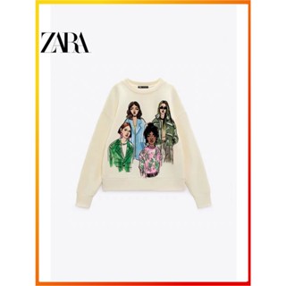 Zara ฤดูใบไม้ร่วงและฤดูหนาว ใหม่ ผู้หญิง ทอง หัวเข็มขัด แขนยาว ลายทาง เสื้อกันหนาว 9598010 104