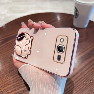 เคสโทรศัพท์มือถือ TPU นิ่ม ขอบตรง ลายแมวน่ารัก 3D พร้อมขาตั้ง สําหรับ Samsung J2 PRIME J5 PRIME