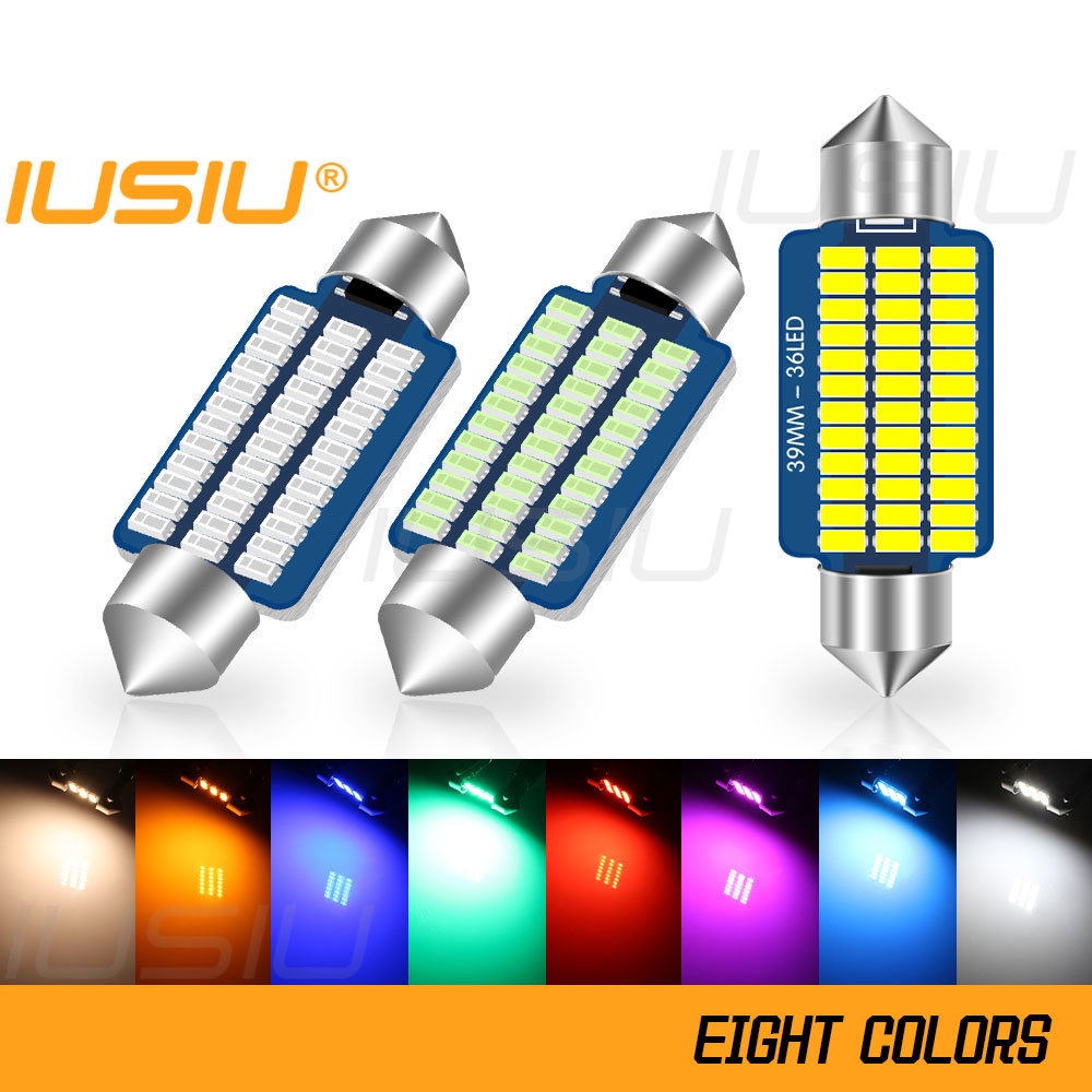 Iusiu 2PCS Festoon LED Dome Light ภายในรถยนต์ 31/28/36/41/39 มม. สําหรับ C3W C5W C10W ป้ายทะเบียน สีฟ้า น้ําแข็ง ขาว อบอุ่น