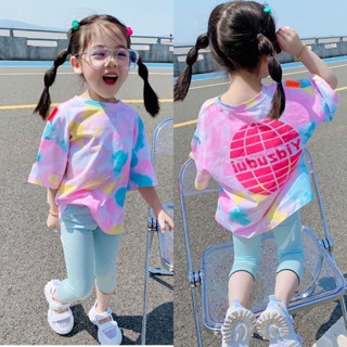 ใหม่ เสื้อยืดลําลอง แขนสั้น ไล่โทนสี น่ารัก แฟชั่นฤดูร้อน สําหรับเด็กผู้หญิง 2023