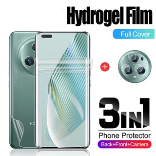 3in1 ฟิล์มไฮโดรเจลนิ่ม สําหรับ Honor Magic 5 Pro 5Pro ฟิล์มคาร์บอนไฟเบอร์ ด้านหลัง สําหรับ Magic5 Pro Lite Magic5 5Lite 5G ตัวป้องกันเลนส์กล้อง ฟิล์มกันรอยหน้าจอ แบบเต็มจอ