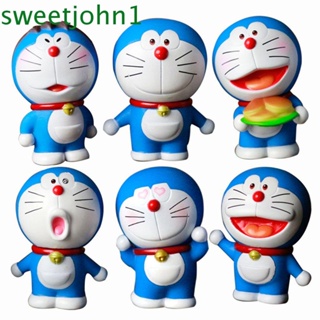 Sweetjohn โมเดลฟิกเกอร์รูปการ์ตูนโดเรม่อนขนาดมินิของเล่นสําหรับเด็ก 6ชิ้น/ชุด