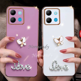 พร้อมส่ง เคสโทรศัพท์มือถือ ซิลิโคนนิ่ม บางมาก กันกระแทก ลายผีเสื้อคริสตัล 3D แฟชั่น สําหรับ Infinix Smart 7 2023 INFINIXSMART7