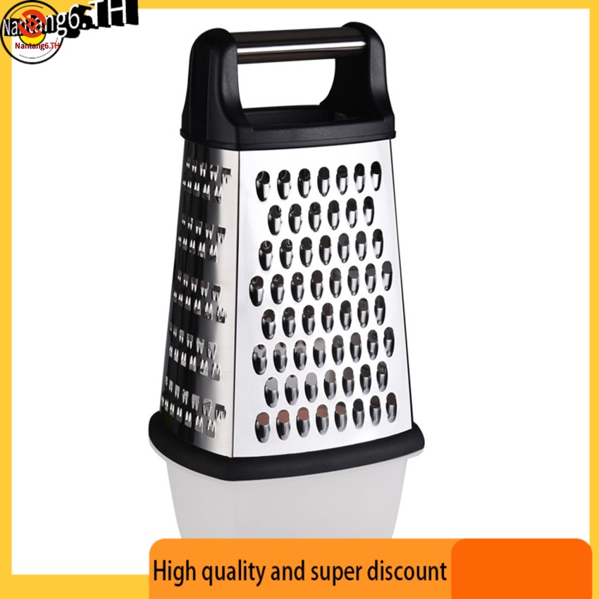 Stainless Steel Heavy Duty Kitchen Box Grater with Detachable Storage Container in White, Perfect for Parmesan Cheese, Vegetables, Ginger, with Lemon Zester