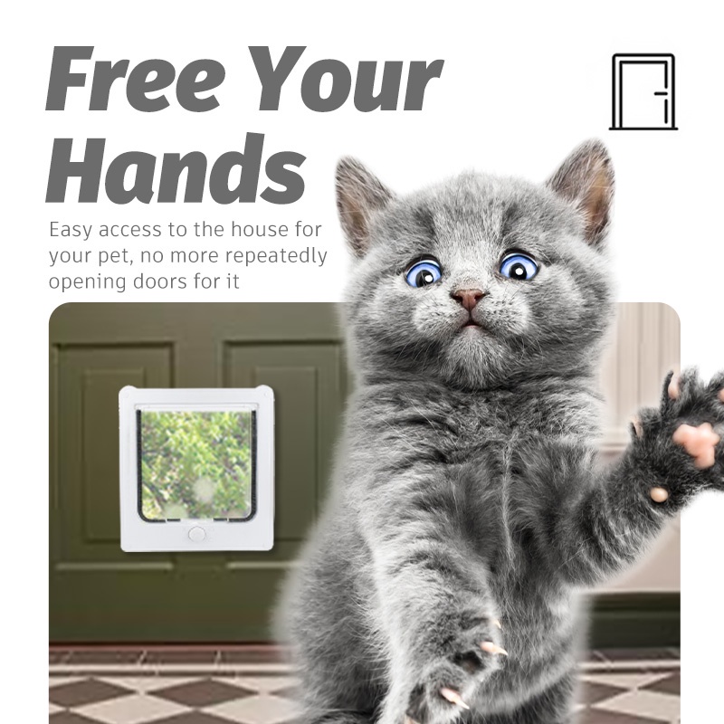 HamshMoc พนัง ประตูสัตว์เลี้ยงเงียบแมวประตูขนาดใหญ่พิเศษทนทานที่มีการล็อคความปลอดภัยปิดอัตโนมัติติดตั้งง่ายขนาดใหญ่พิเศษสําหรับแมว - รูปที่ 2