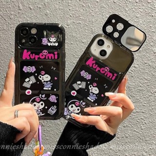 เคสโทรศัพท์ซิลิโคน TPU แบบนิ่ม ลายการ์ตูนคุโรมิ มีกระจกแต่งหน้า สําหรับ IPhone 11 Pro Max XR 7 8 Plus X XS Max 13 14 12 Pro Max SE 2020