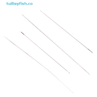 Tuilieyfish เข็มร้อยลูกปัด ทรงโค้ง ตาโต สําหรับร้อยลูกปัด และไข่มุก 2 6 ชิ้น