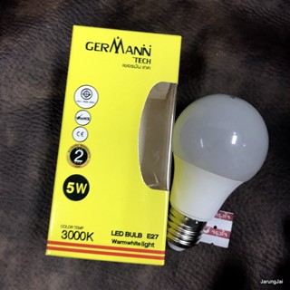 หลอดไฟแอลอีดี led 5W germann tech warmwhite light led bul e27 เยอรมันเทค แสงเหลือง