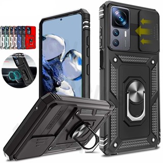 For Xiaomi Redmi A1 A1+ Note 9 8 10 Pro 5G 9A K40 K40 Gaming K40S K50 Poco F4 M5 M4 Pro X4 GT Shockproof Armor Case Slide Camera Cover Magnetic Kickstand Car Mount Holder Casing