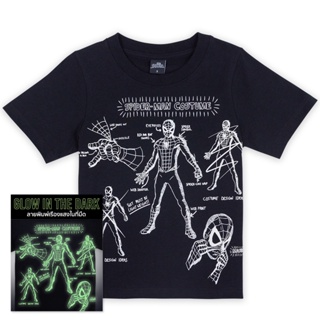 Marvel Boy Glow In The Dark Spider-Man T-Shirt -เสื้อมาร์เวล เทคนิคเรืองแสงในที่มืดลายสไปเดอร์แมน สินค้าลิขสิทธ์แท้_03